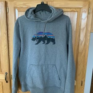 Patagonia Gray Hoodie with Bear Graphic
